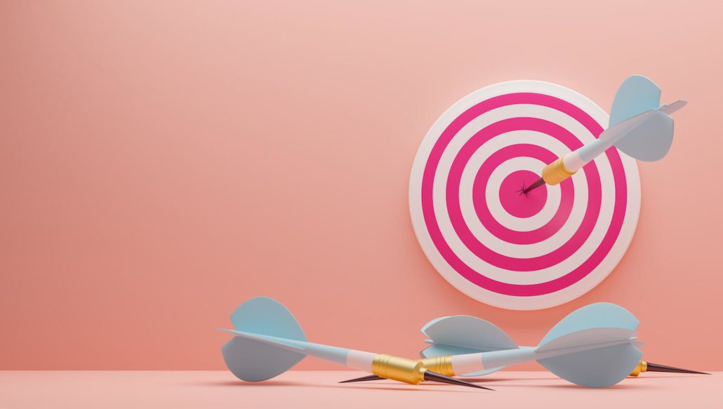 Illustrasjon for performance marketing, med darts og piler